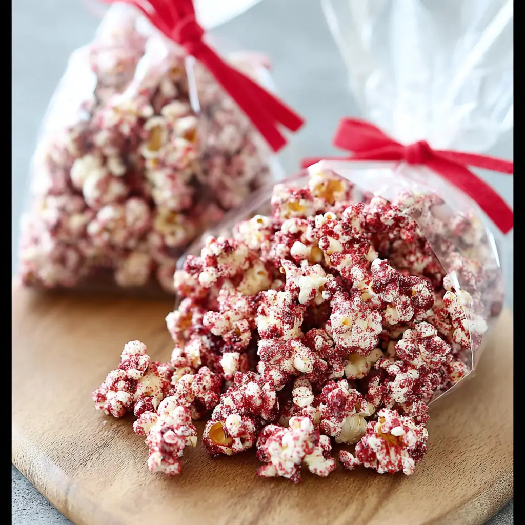 A delicious plate of Red Velvet Popcorn