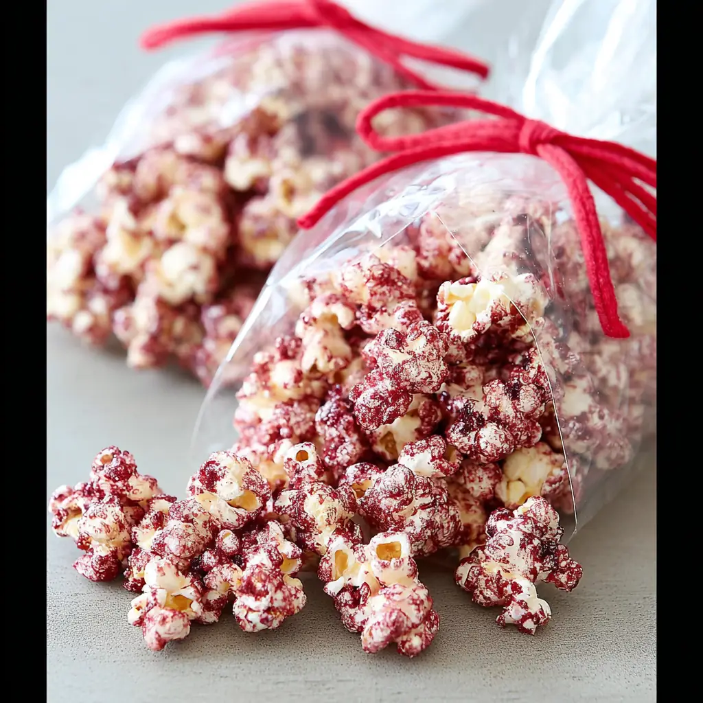 A delicious plate of Red Velvet Popcorn
