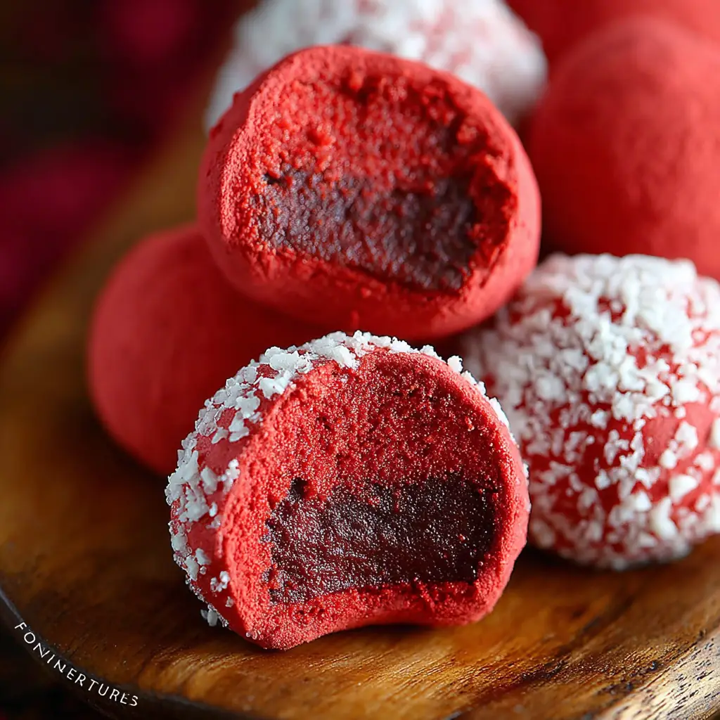 A delicious plate of Red Velvet Truffles