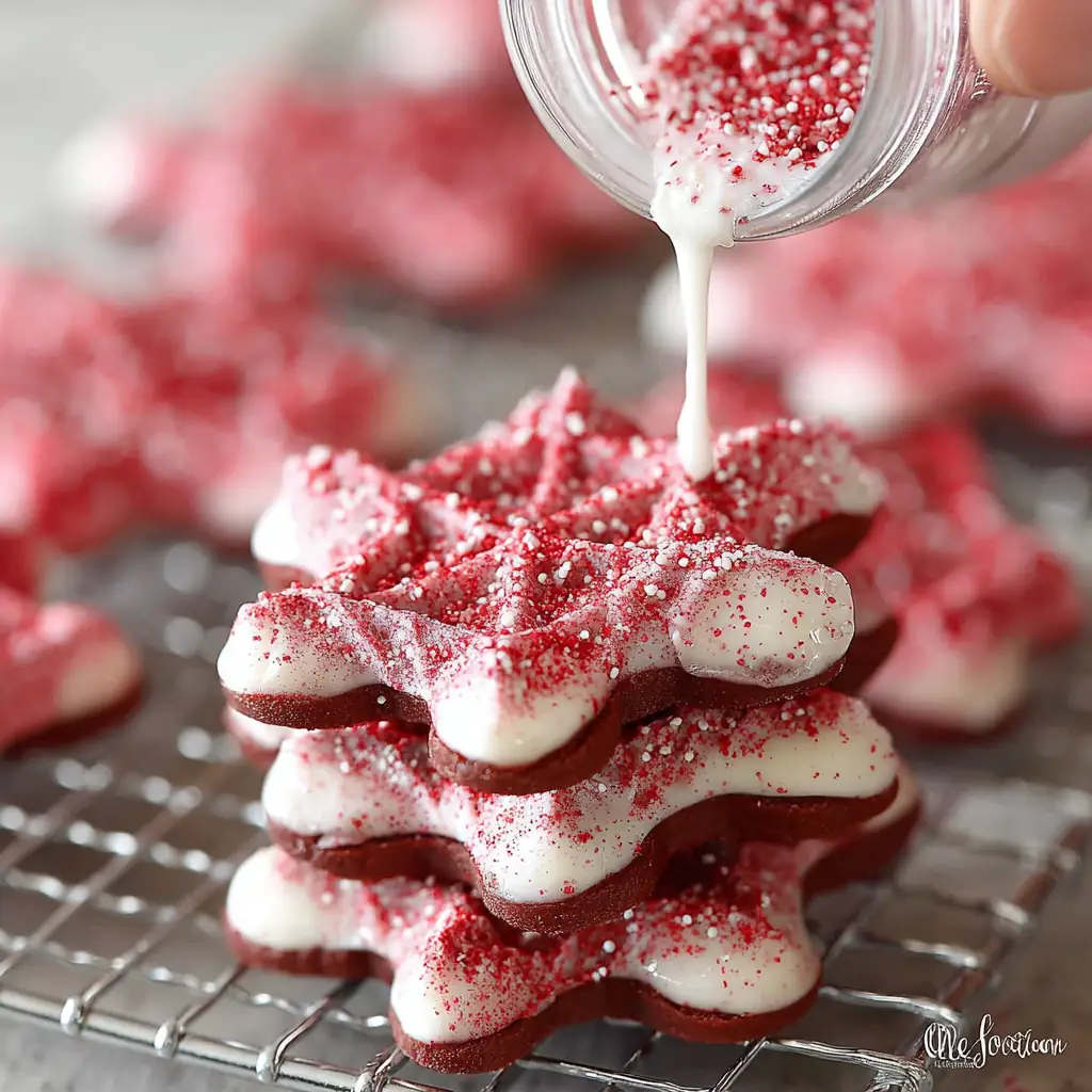 A delicious plate of Red Velvet Waffle Cookies