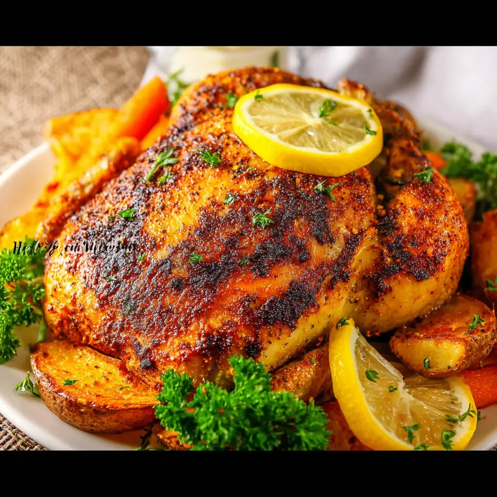 A delicious plate of Roasted Half Chicken