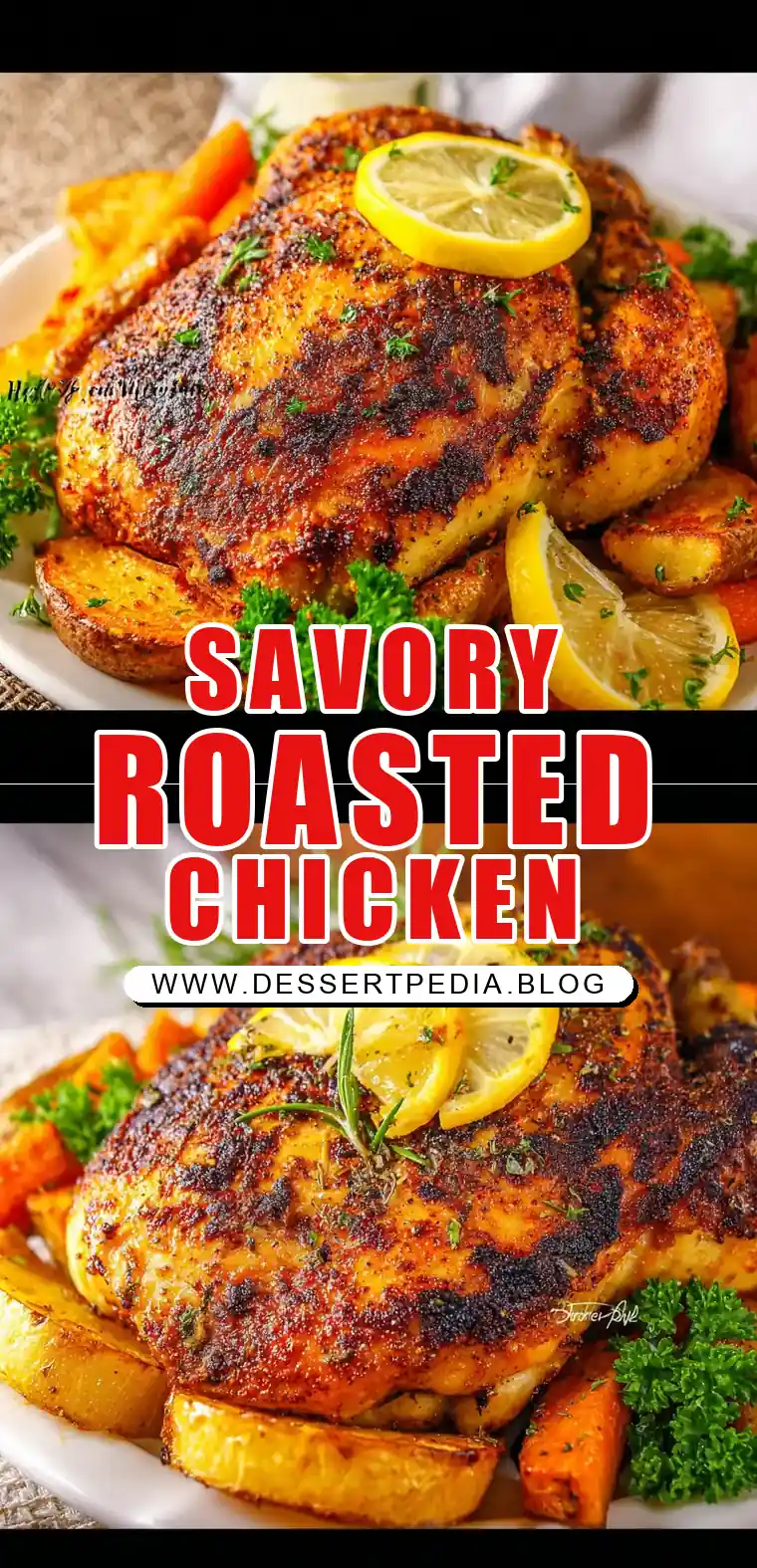 Pinterest pin (Design 1) for Roasted Half Chicken