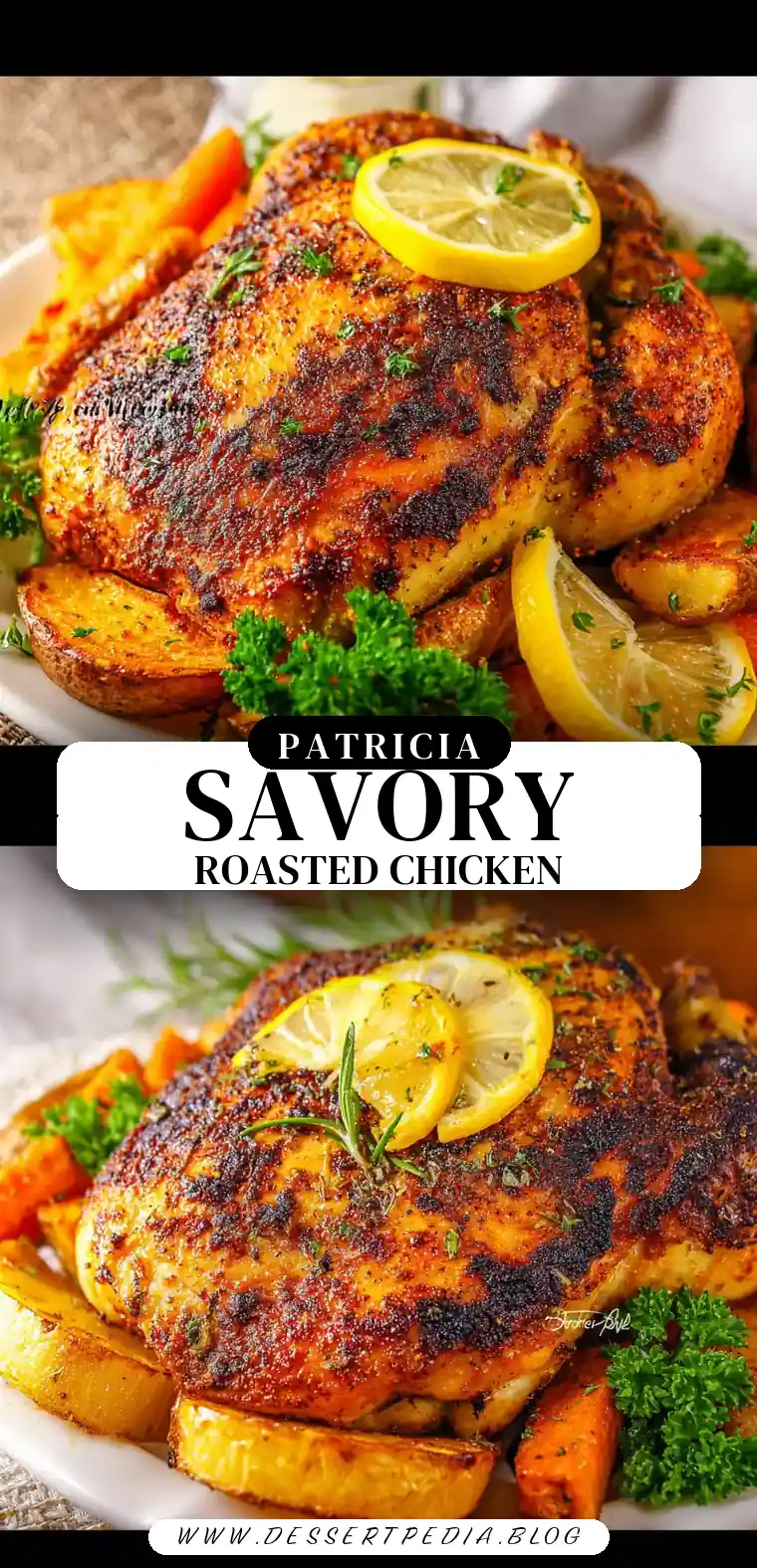 Pinterest pin (Design 3) for Roasted Half Chicken