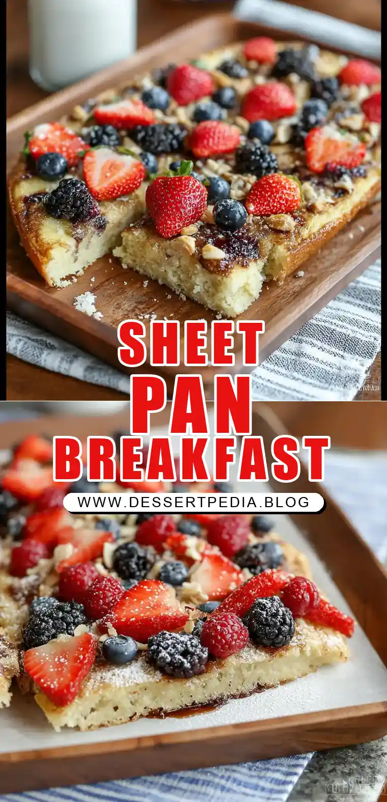 Pinterest pin (Design 1) for Sheet Pan Pancakes