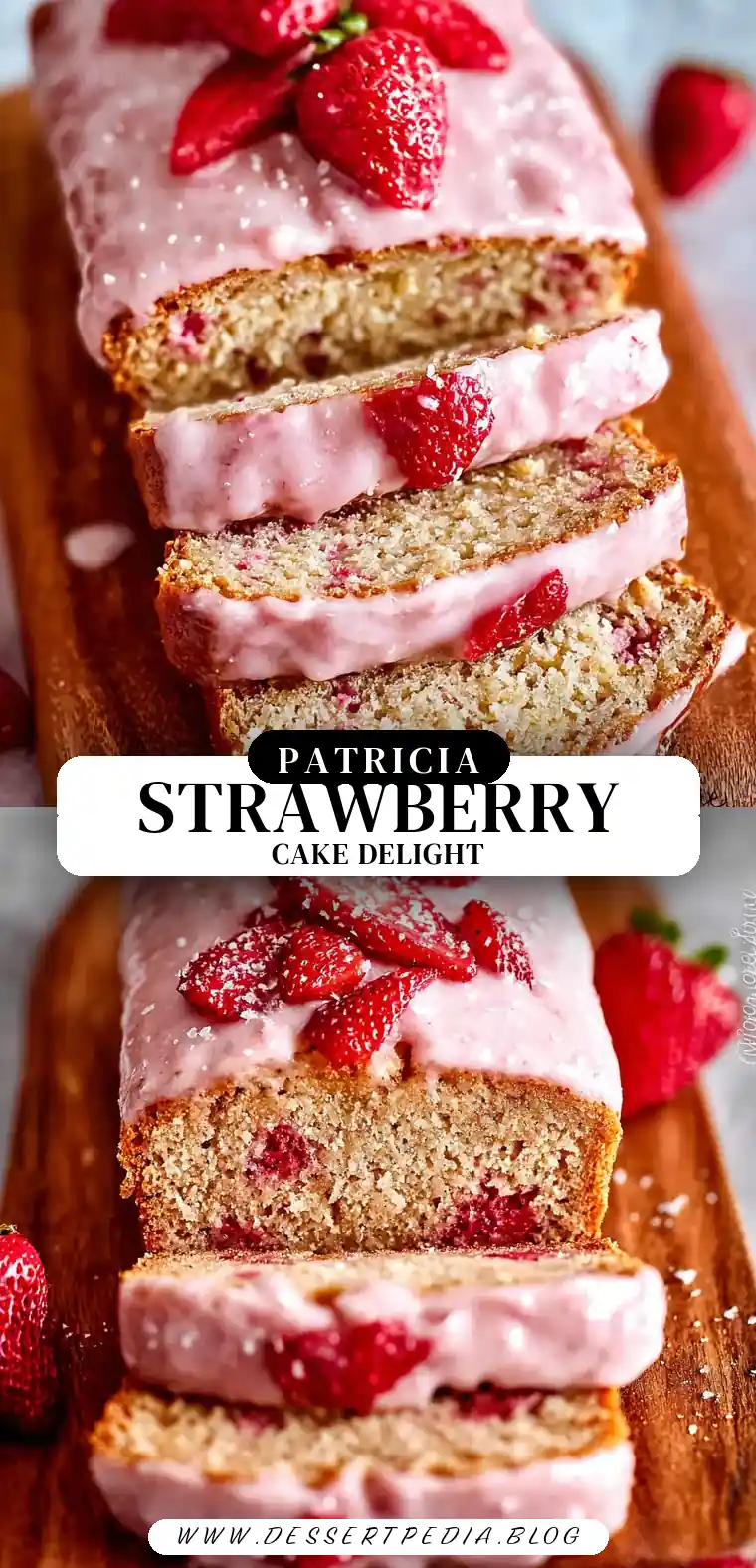Pinterest pin (Design 3) for Strawberry Loaf Cake