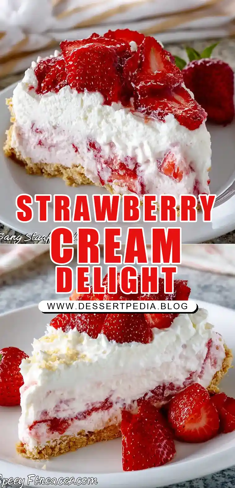 Pinterest pin (Design 1) for Low Carb No Bake Strawberry Cream Pie