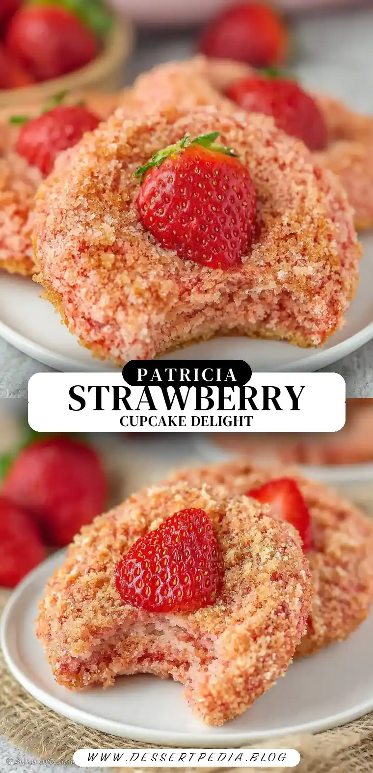 Pinterest pin (Design 3) for Fresh Strawberry Cupcakes