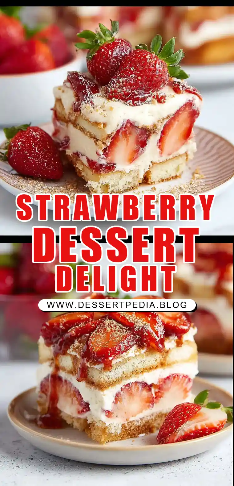 Pinterest pin (Design 1) for Strawberry Tiramisu