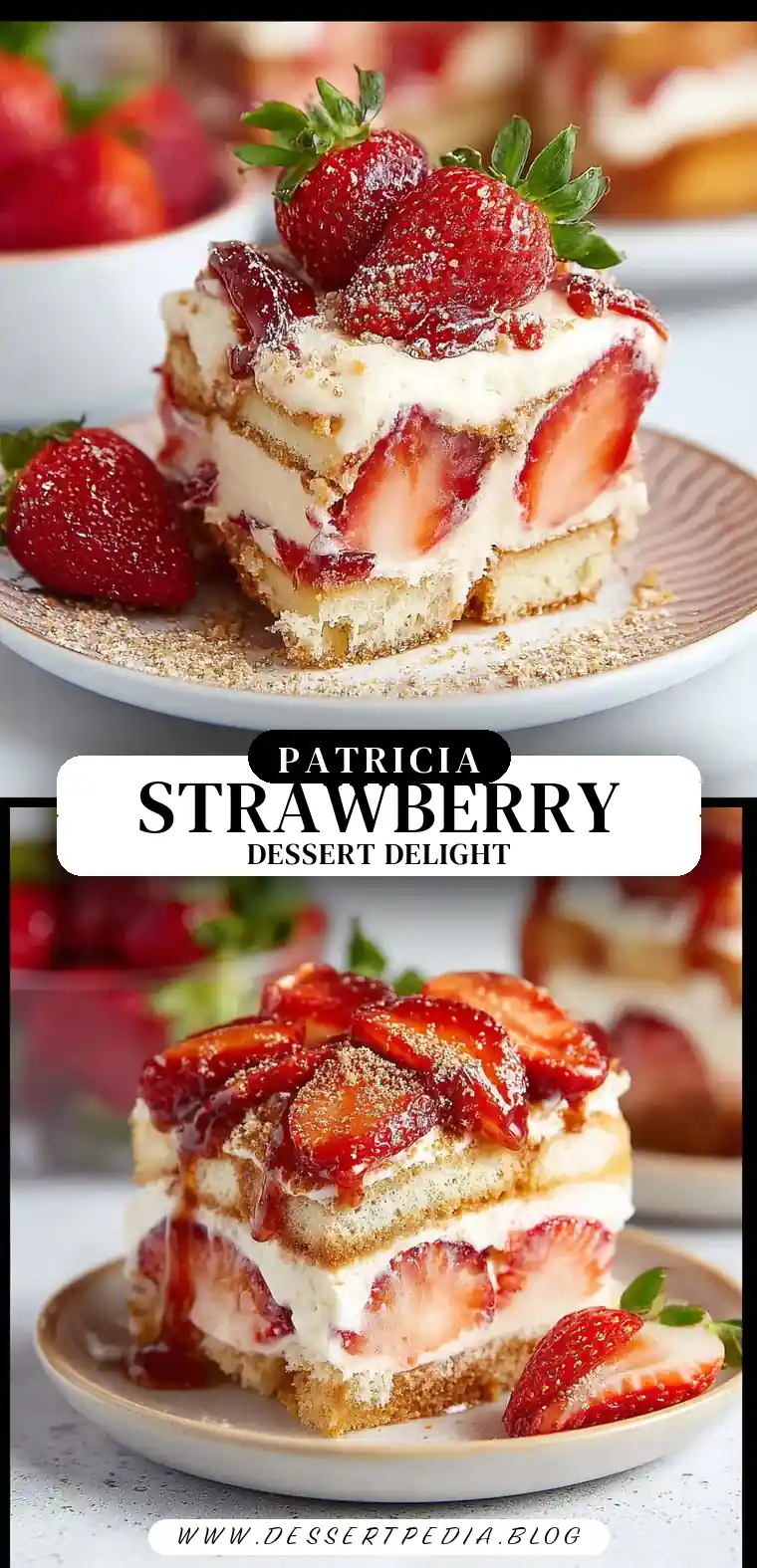 Pinterest pin (Design 3) for Strawberry Tiramisu