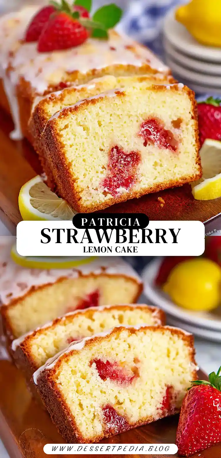 Pinterest pin (Design 3) for Strawberry Lemonade Pound Cake