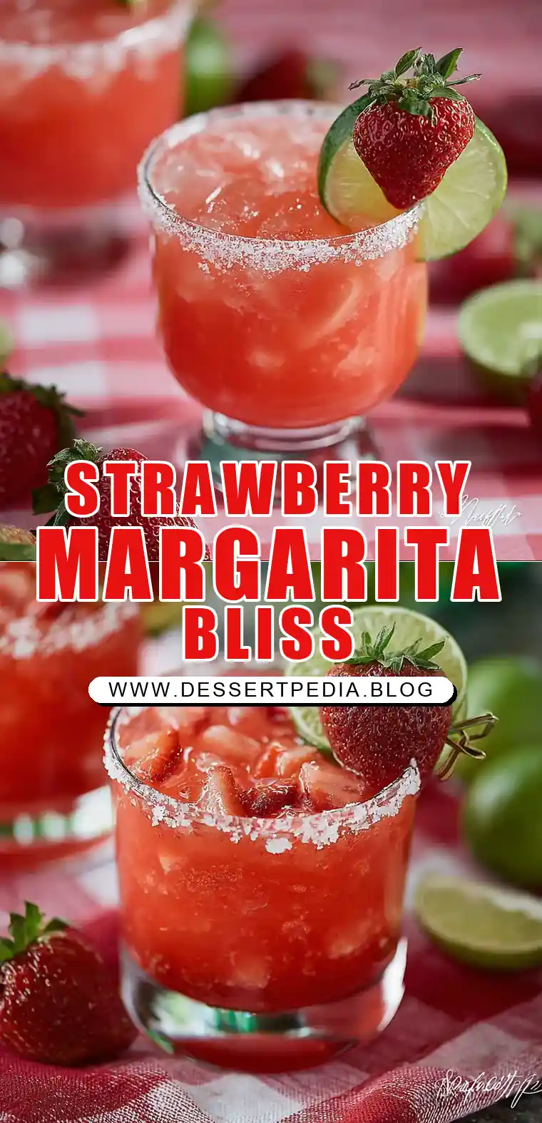 Pinterest pin (Design 1) for Strawberry Margarita Mix