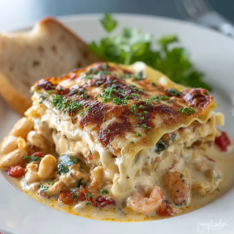A delicious plate of Seafood Lasagna