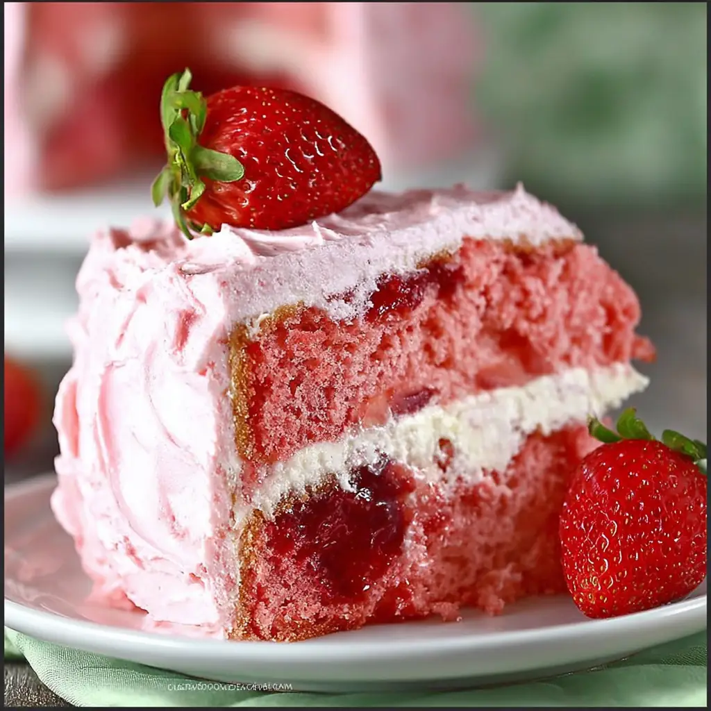 A delicious plate of Strawberry Cake Recipe – From Scratch