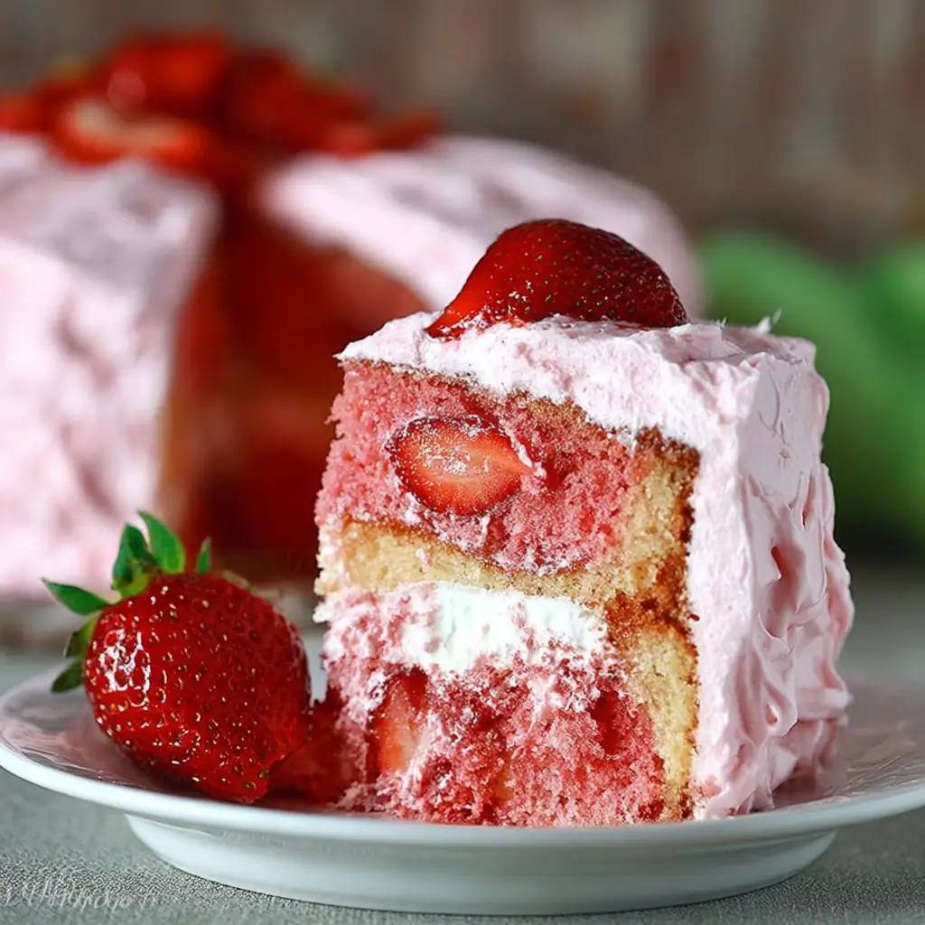 A delicious plate of Strawberry Cake Recipe – From Scratch