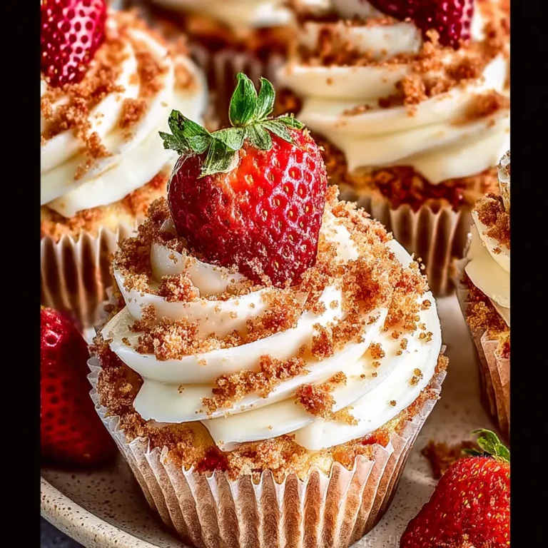 A delicious plate of Strawberry Crunch Cupcakes