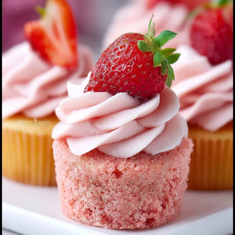 A delicious plate of Strawberry Cupcakes