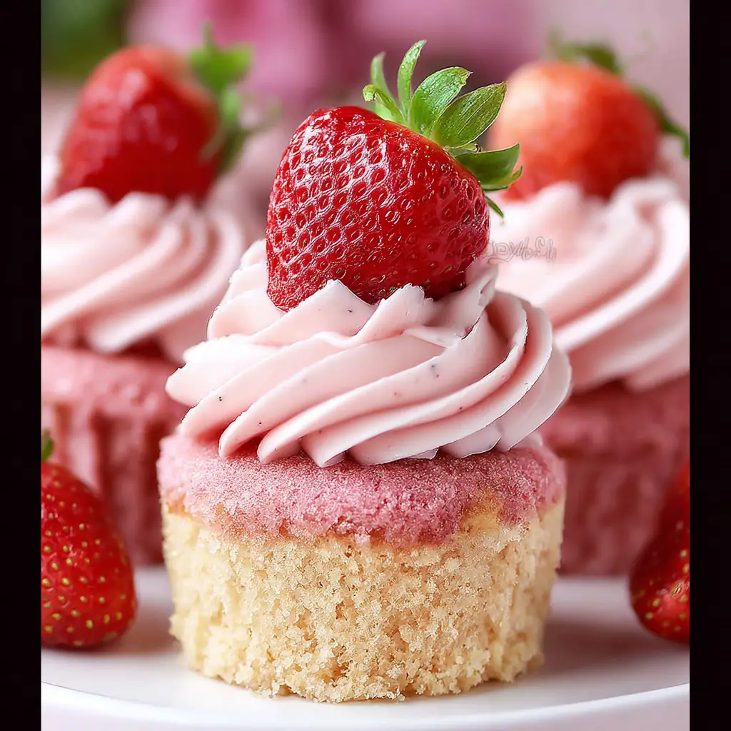 A delicious plate of Strawberry Cupcakes