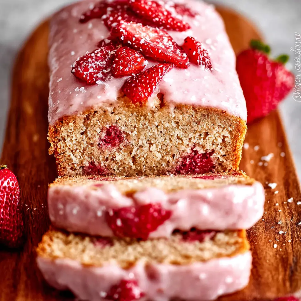 A delicious plate of Strawberry Loaf Cake