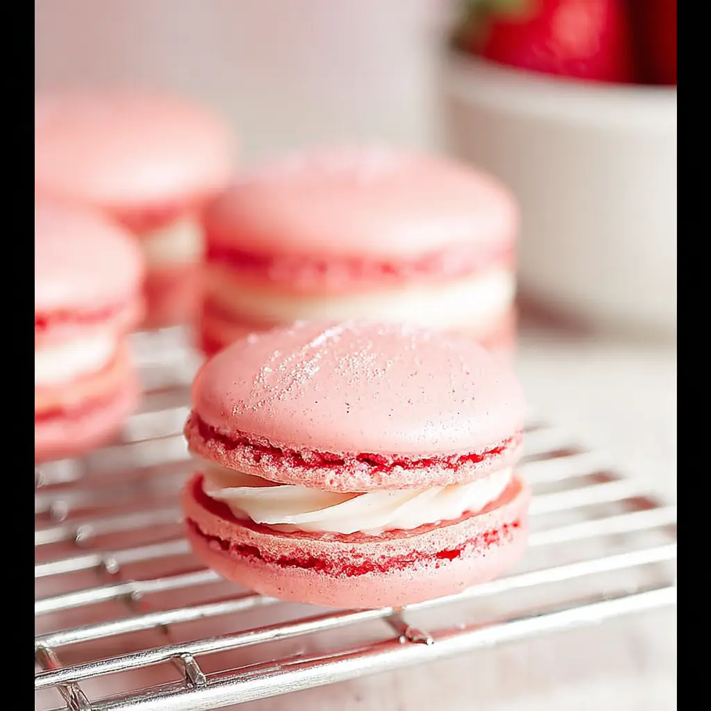 A delicious plate of Strawberry Macaron Recipe