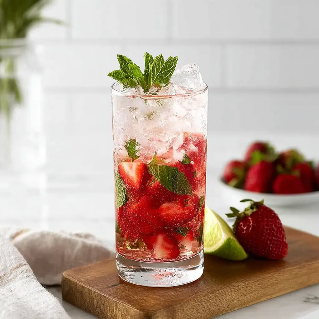 A delicious plate of Strawberry Mojito