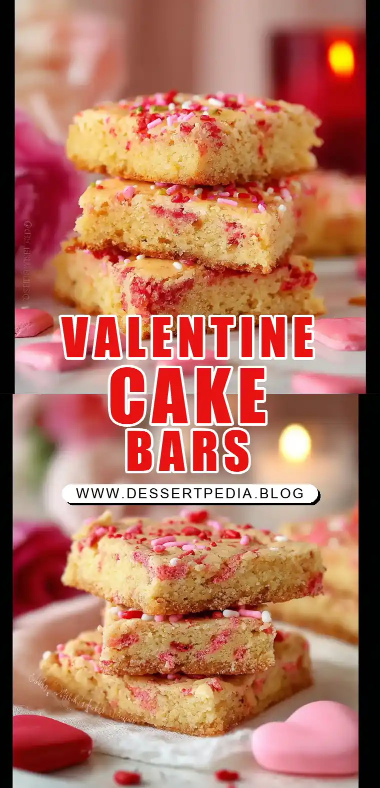Pinterest pin (Design 1) for Valentine Cake Mix Bars
