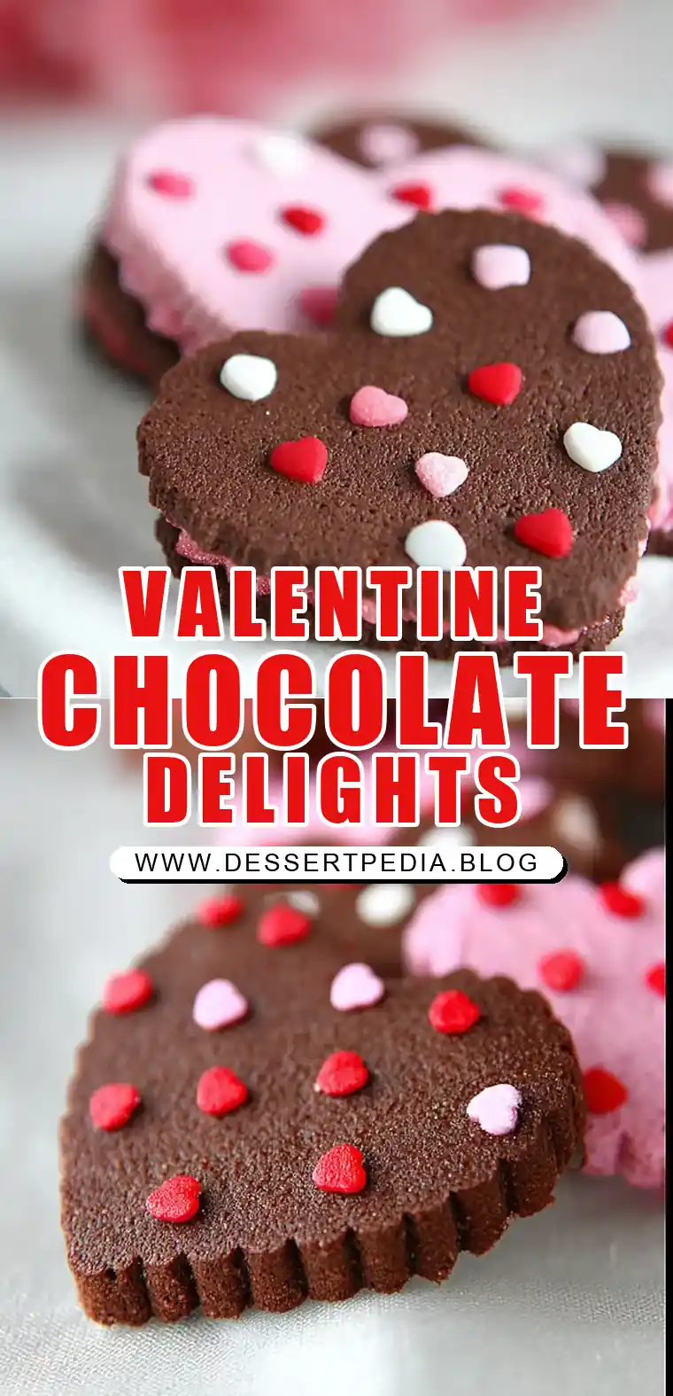 Pinterest pin (Design 1) for Valentine Chocolate Sugar Cookies