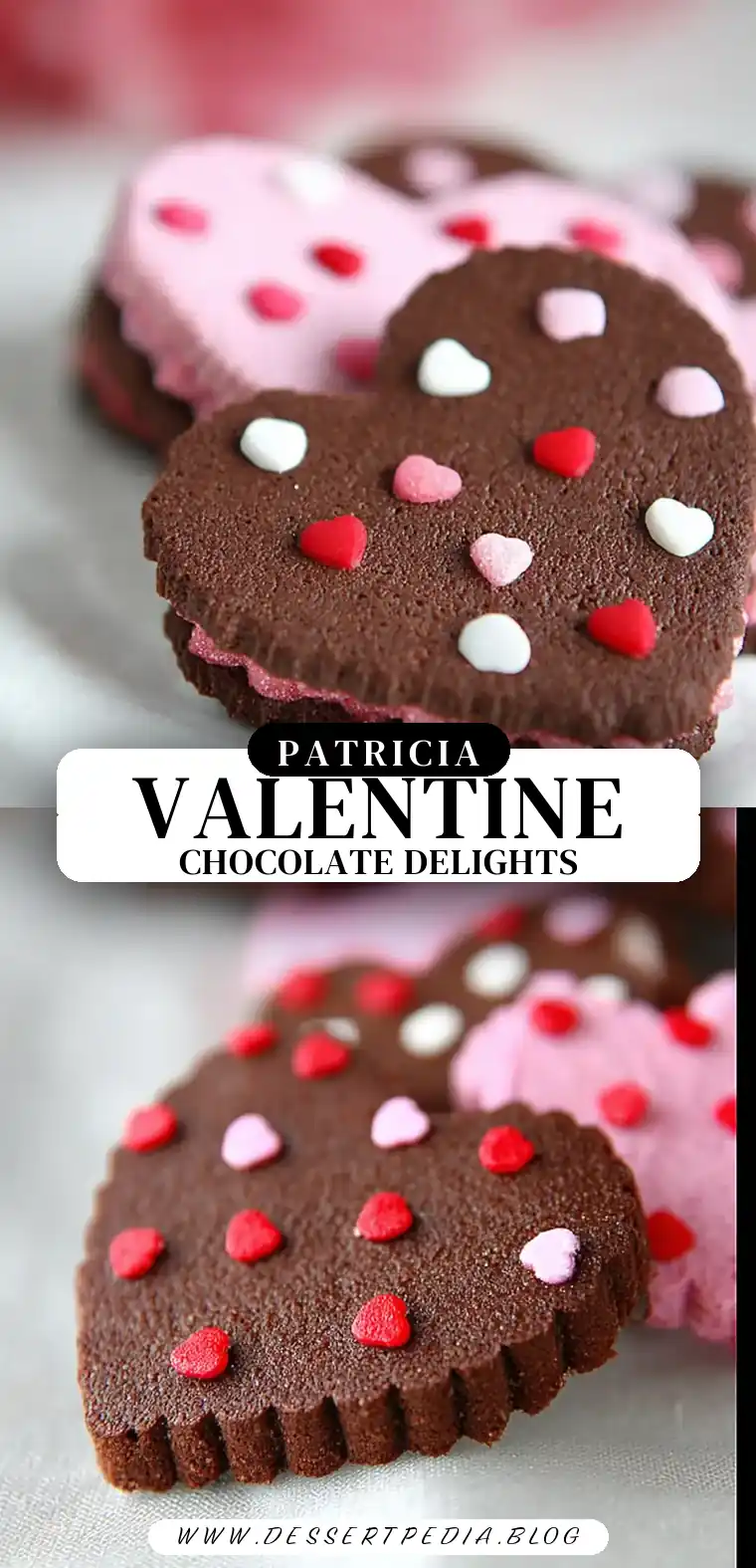 Pinterest pin (Design 3) for Valentine Chocolate Sugar Cookies