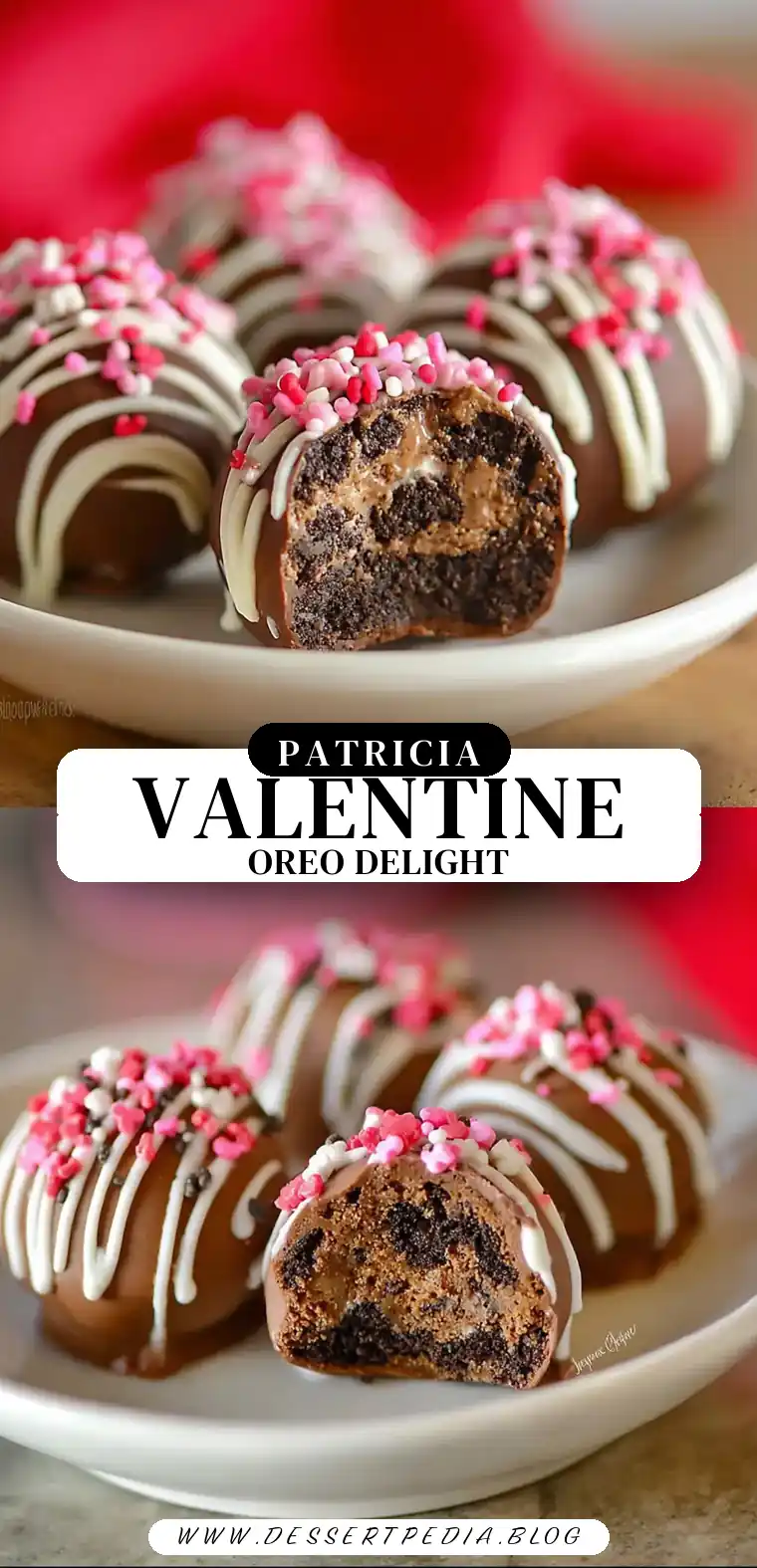 Pinterest pin (Design 3) for Valentine Oreo Truffles