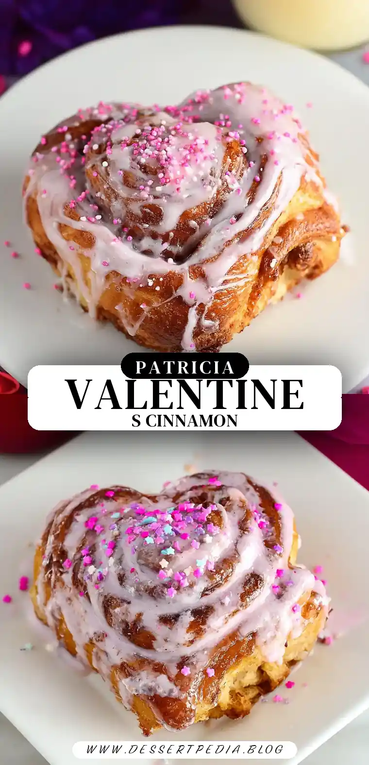 Pinterest pin (Design 3) for Valentine Cinnamon Rolls