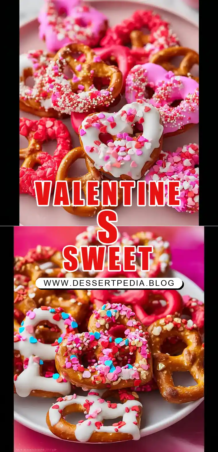 Pinterest pin (Design 1) for Valentine Pretzels