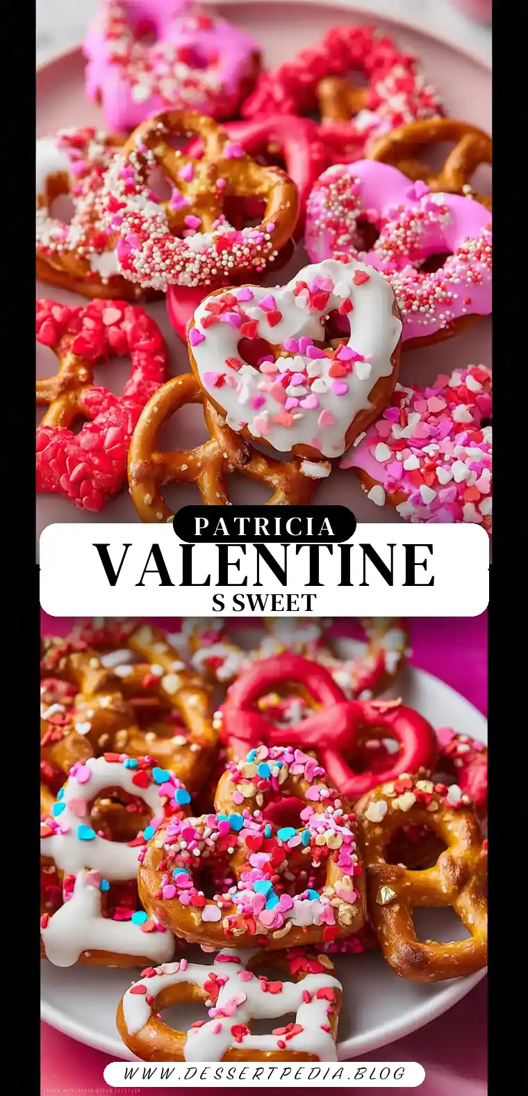 Pinterest pin (Design 3) for Valentine Pretzels