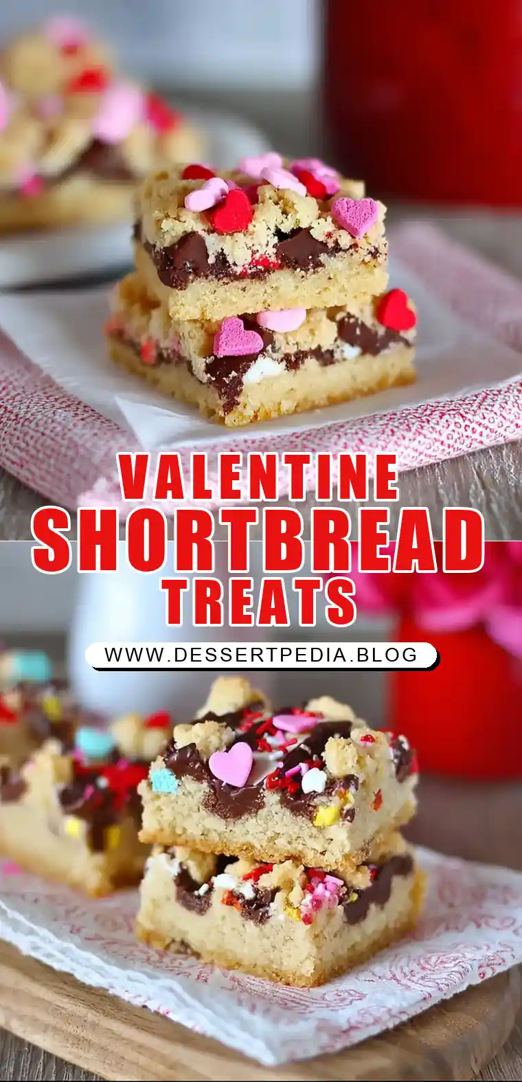 Pinterest pin (Design 1) for Valentine Shortbread Bars