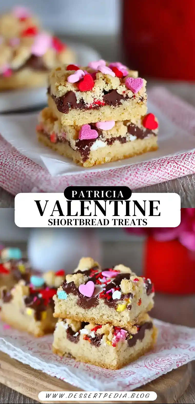 Pinterest pin (Design 3) for Valentine Shortbread Bars