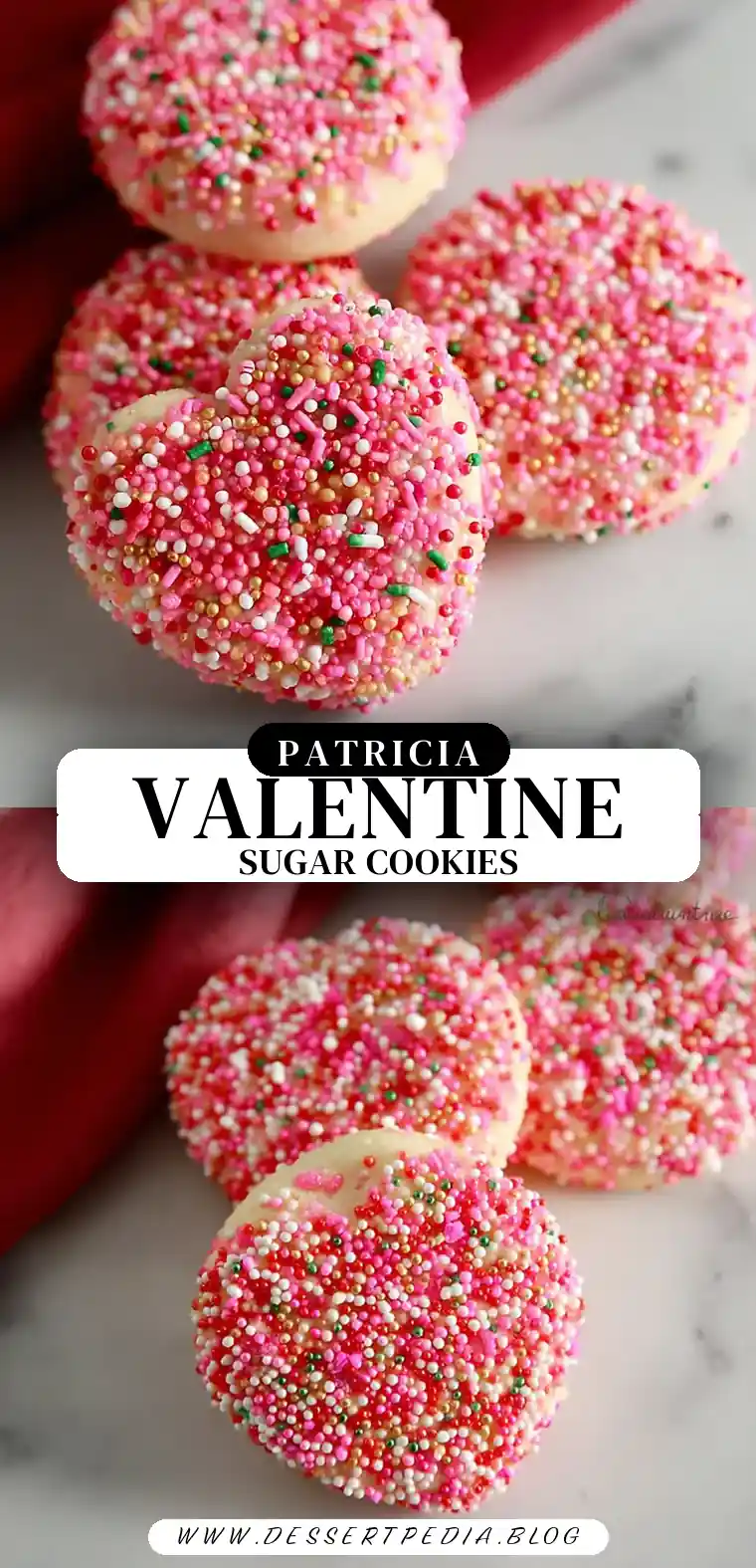Pinterest pin (Design 3) for Valentine Sprinkle Sugar Cookies