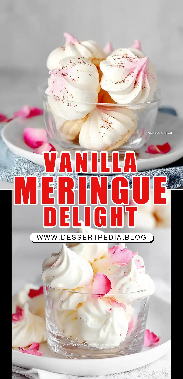 Pinterest pin (Design 1) for Vanilla Meringue Cookies