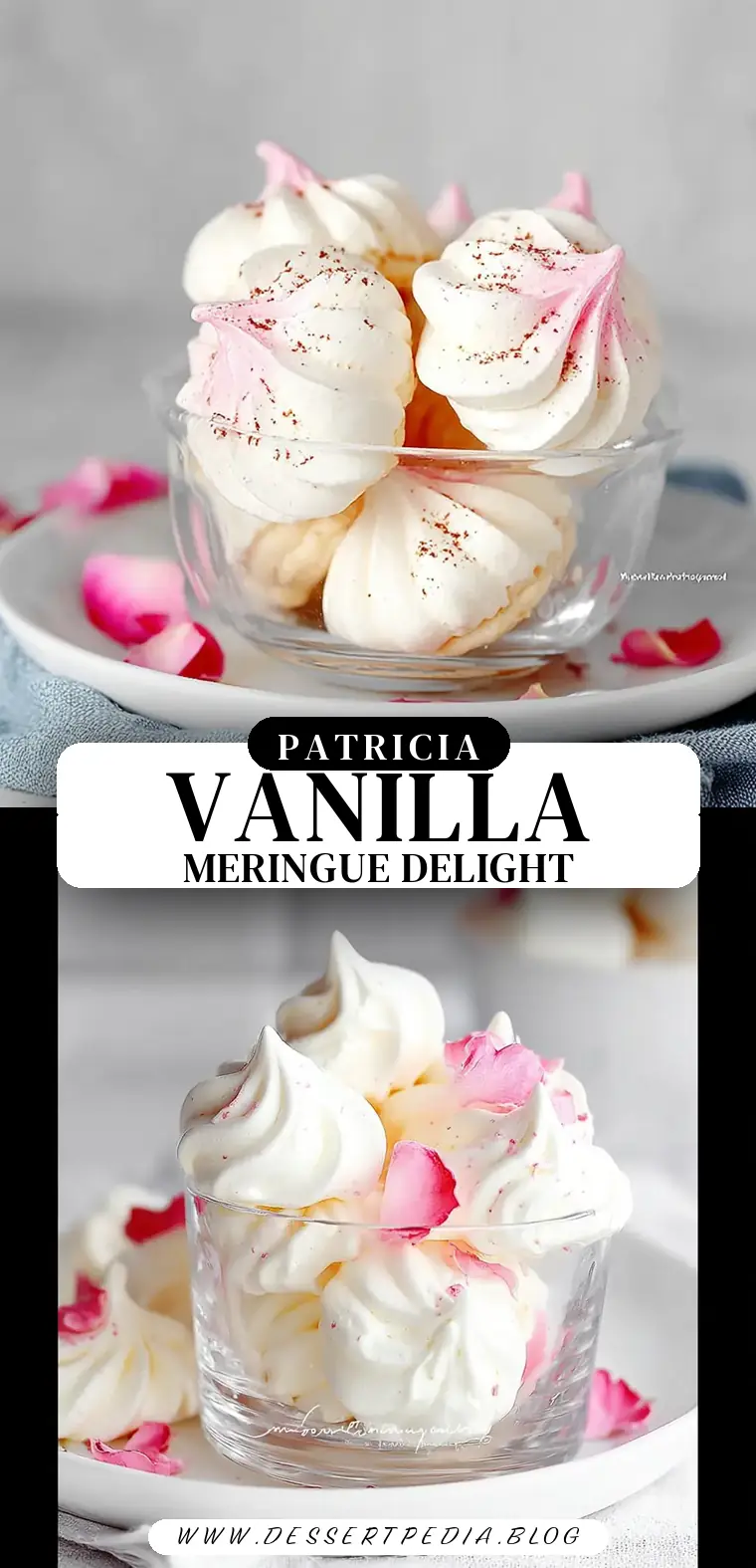 Pinterest pin (Design 3) for Vanilla Meringue Cookies