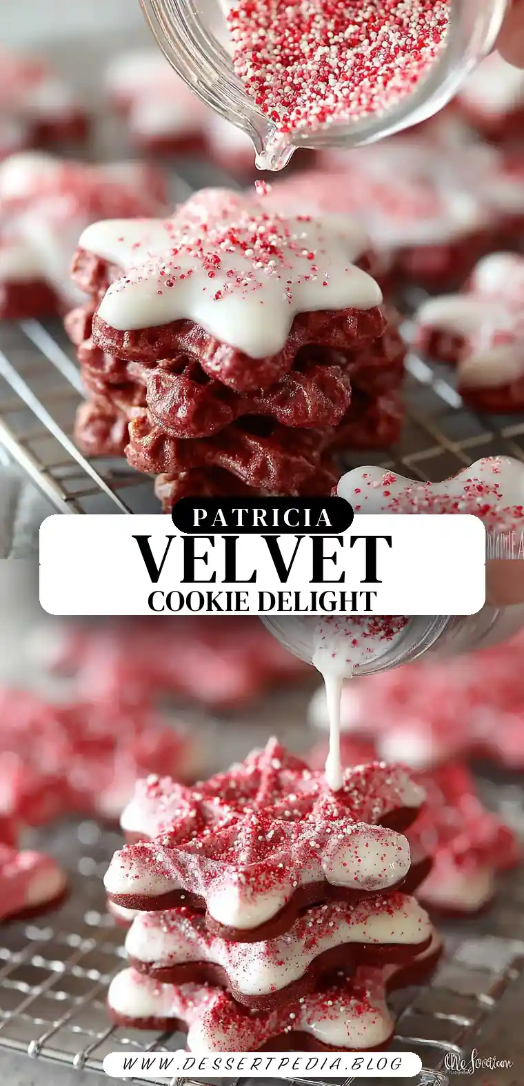 Pinterest pin (Design 3) for Red Velvet Waffle Cookies
