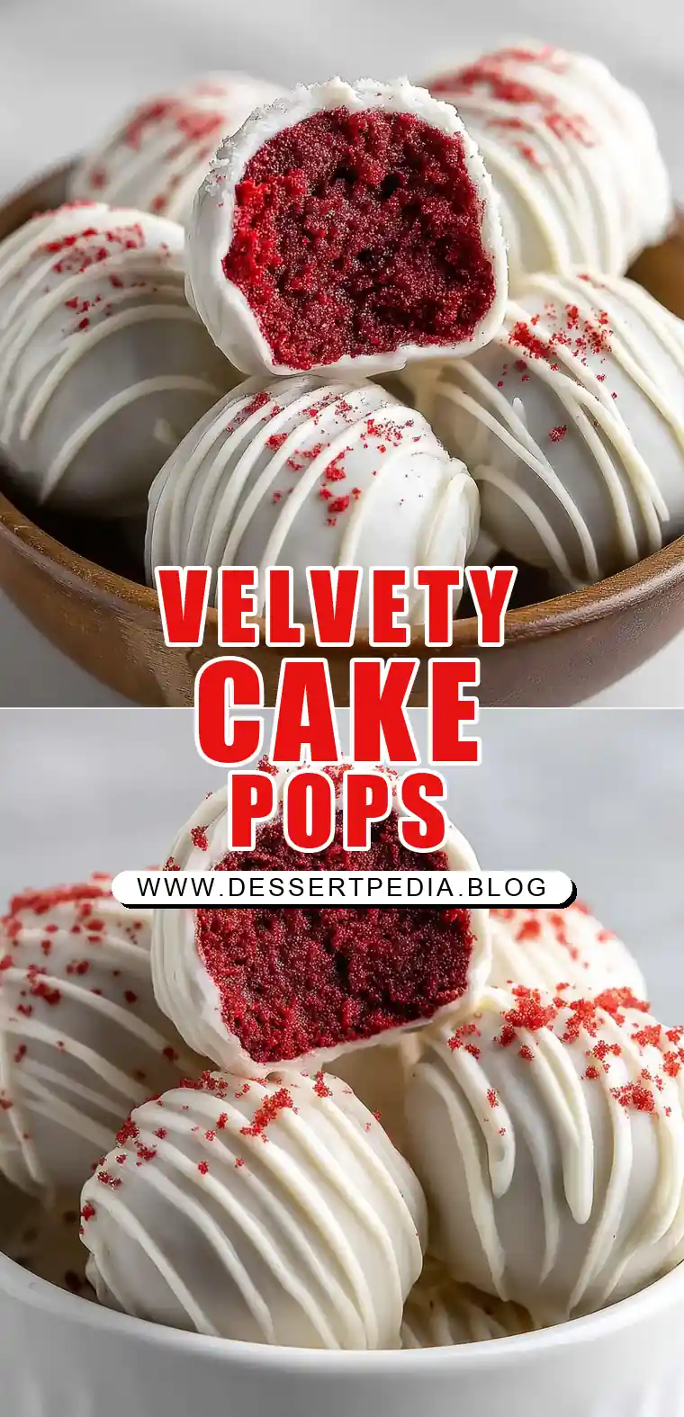 Pinterest pin (Design 1) for Red Velvet Cake Pops