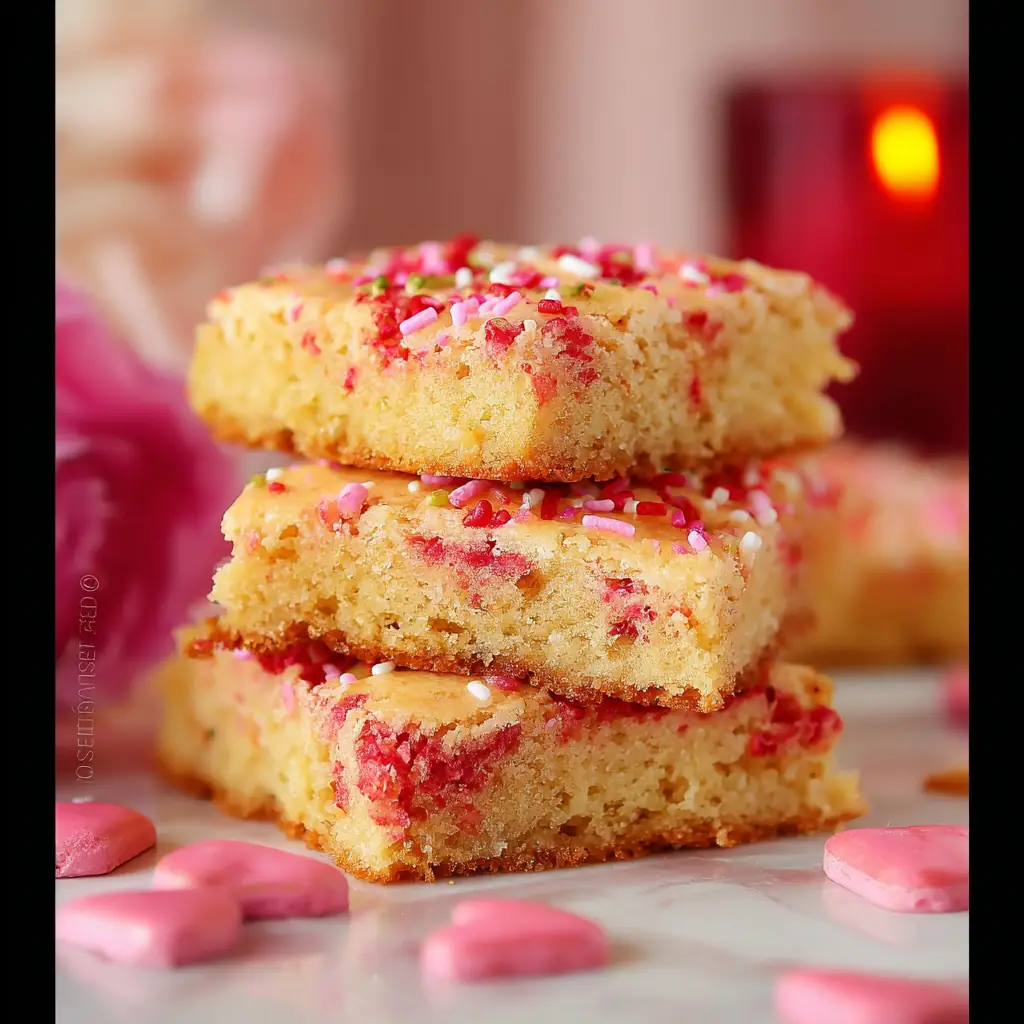A delicious plate of Valentine Cake Mix Bars
