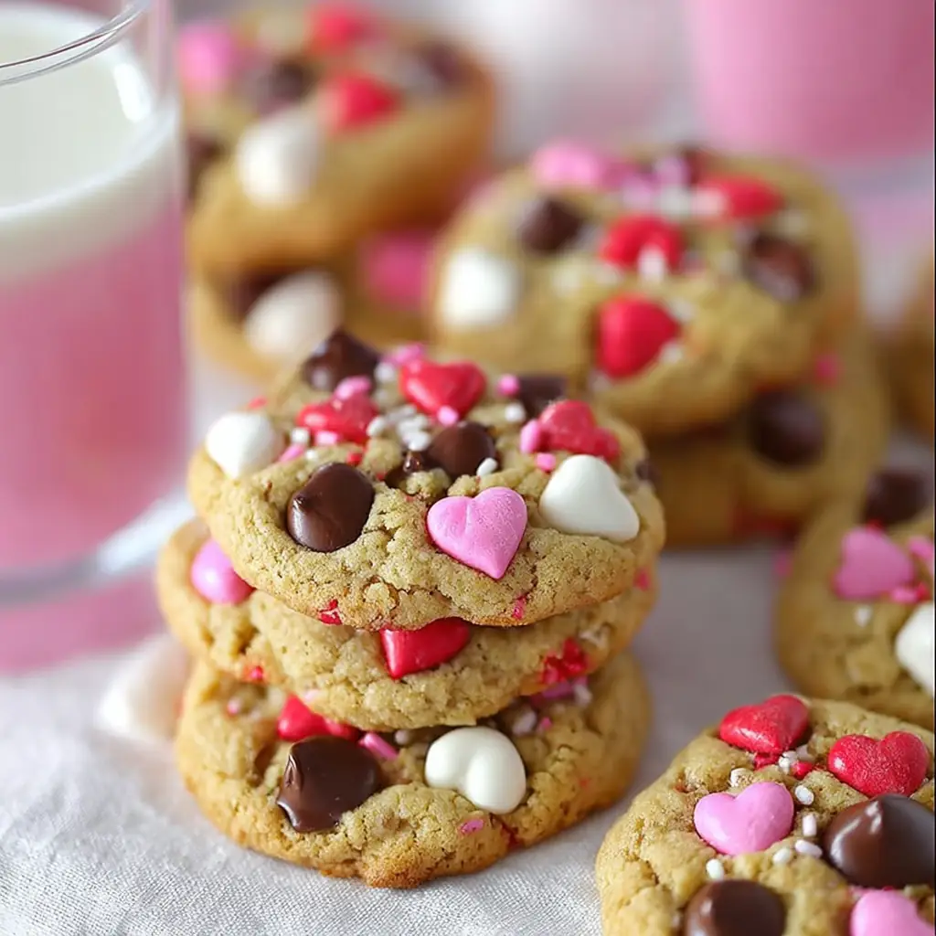 A delicious plate of Valentine Chocolate Chip Cookies