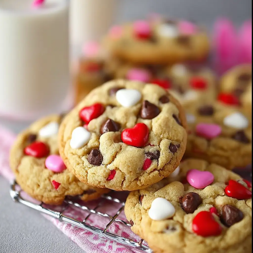 A delicious plate of Valentine Chocolate Chip Cookies