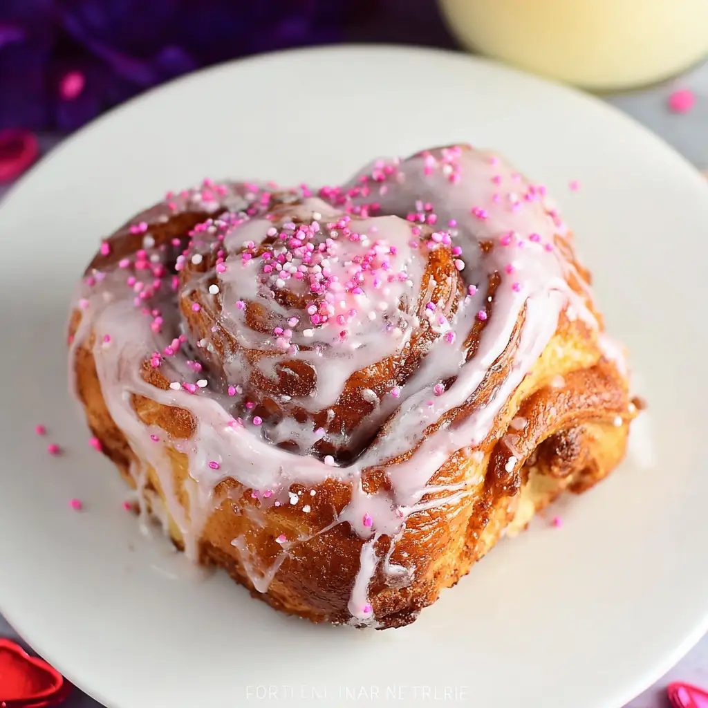 A delicious plate of Valentine Cinnamon Rolls