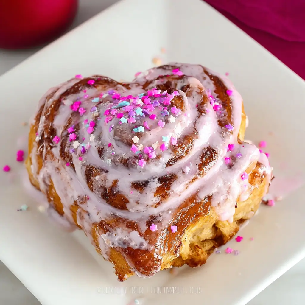 A delicious plate of Valentine Cinnamon Rolls