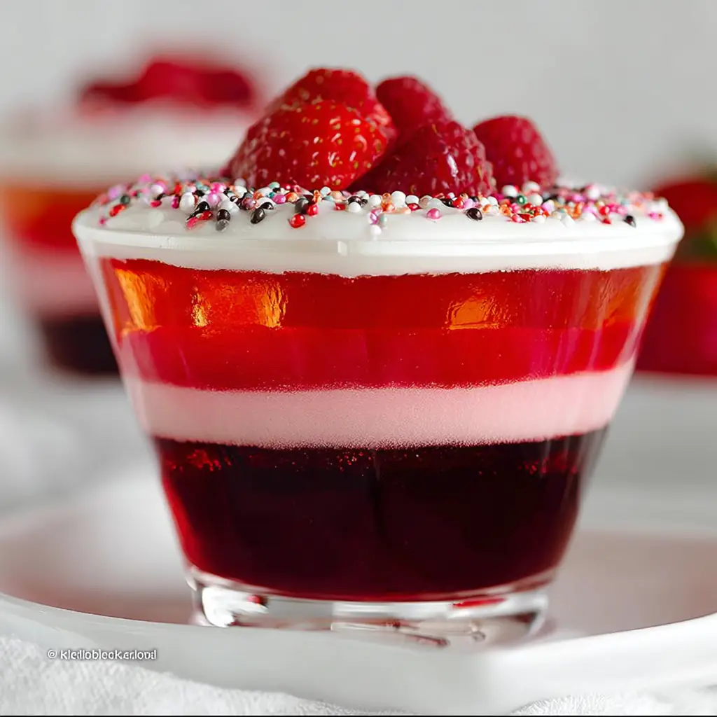 A delicious plate of Valentine Layered Jello Recipe