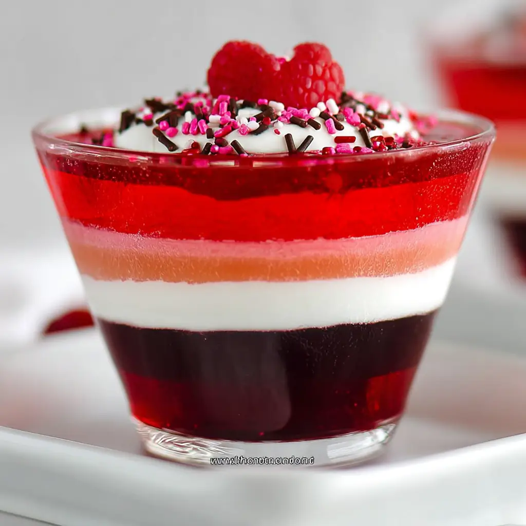 A delicious plate of Valentine Layered Jello Recipe