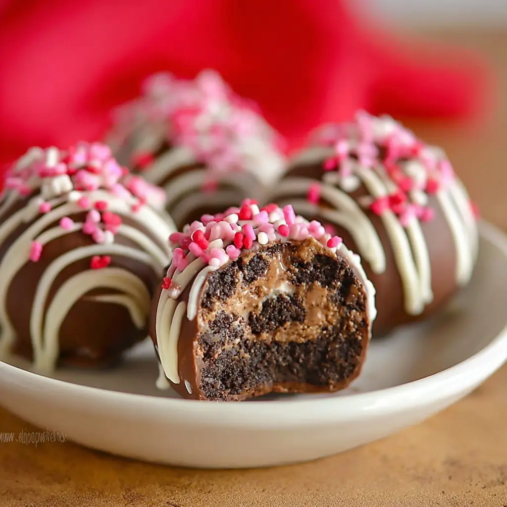 A delicious plate of Valentine Oreo Truffles