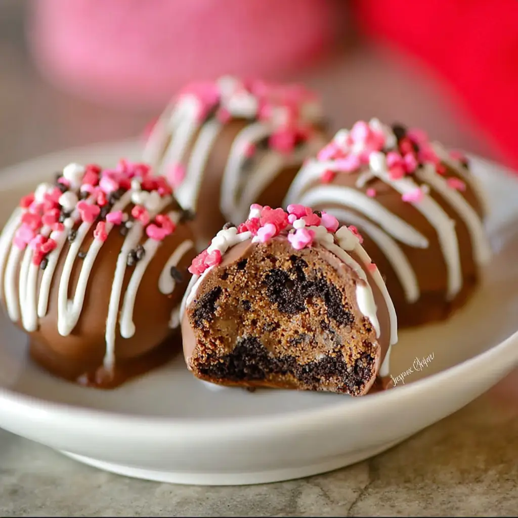 A delicious plate of Valentine Oreo Truffles