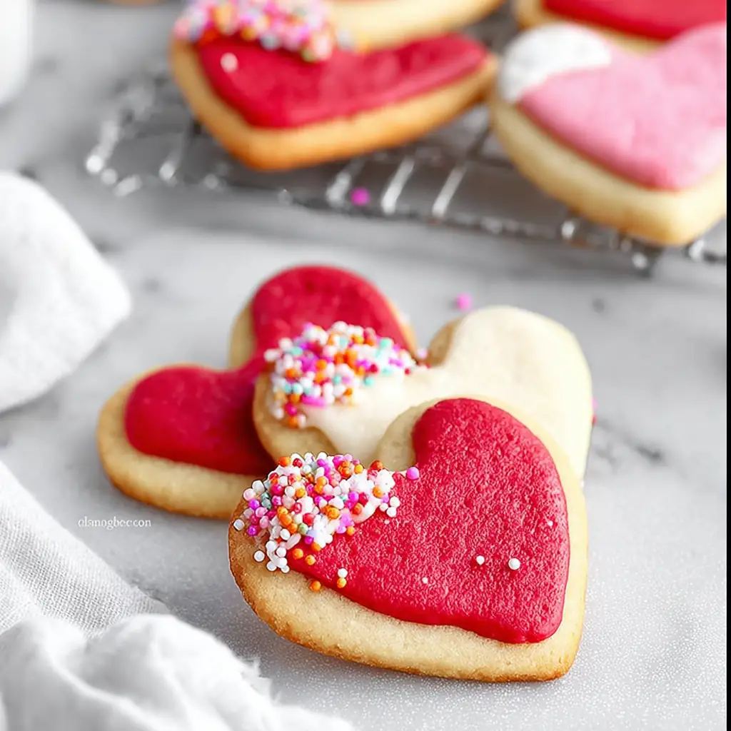 A delicious plate of Valentine Shortbread Cookies