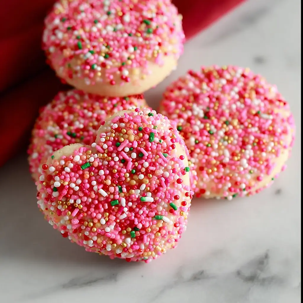 A delicious plate of Valentine Sprinkle Sugar Cookies