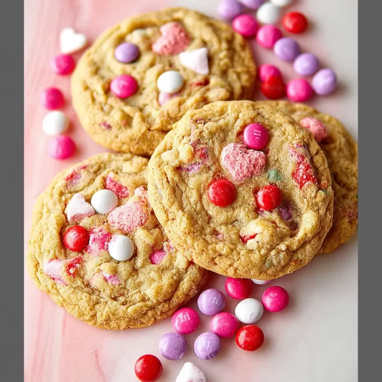 A delicious plate of Valentine’s Day M&M Cookies